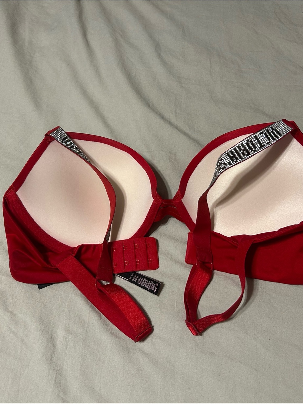 Victoria's Secret Red Padded Bra with Embellished Straps - Picture 2 of 5